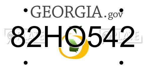82HO542 Georgia License Plate