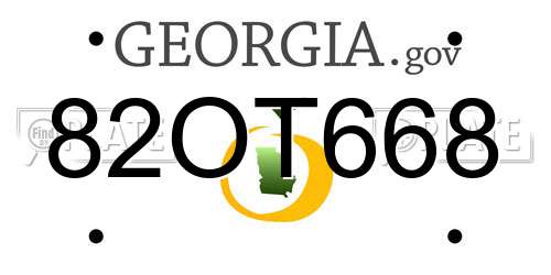 82OT668 Georgia License Plate