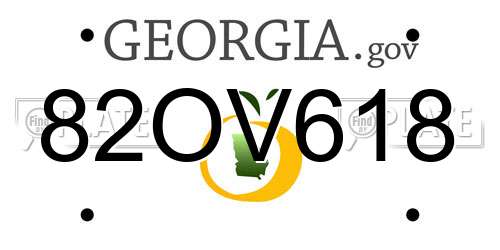 82OV618 Georgia License Plate