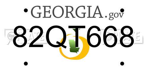 82QT668 Georgia License Plate