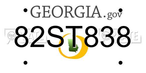 82ST838 Georgia License Plate