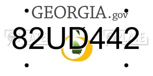 82UD442 Georgia License Plate