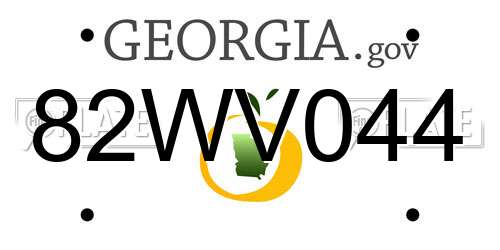 82WV044 Georgia License Plate