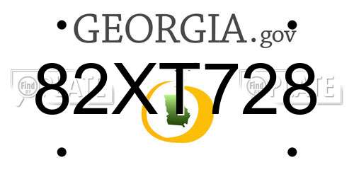 82XT728 Georgia License Plate