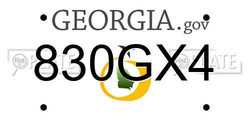 830GX4 Georgia License Plate
