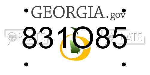 831O85 Georgia License Plate