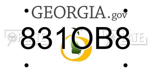 831OB8 Georgia License Plate