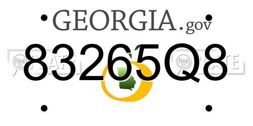 83265Q8 Georgia License Plate