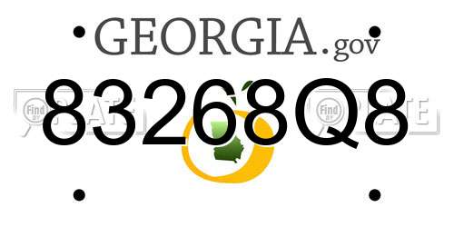 83268Q8 Georgia License Plate