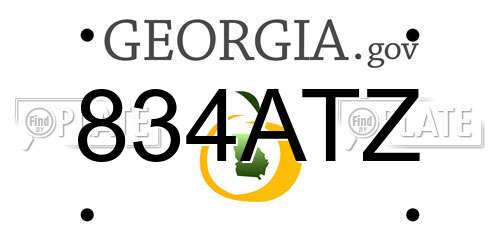 834ATZ Georgia License Plate