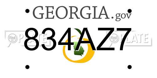 834AZ7 Georgia License Plate
