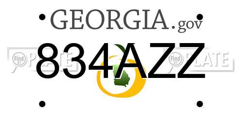 834AZZ Georgia License Plate