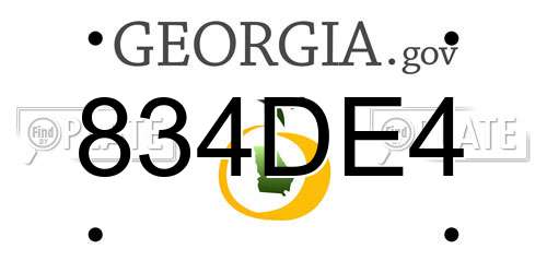 834DE4 Georgia License Plate