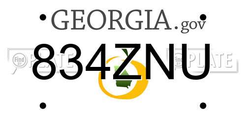 834ZNU Georgia License Plate