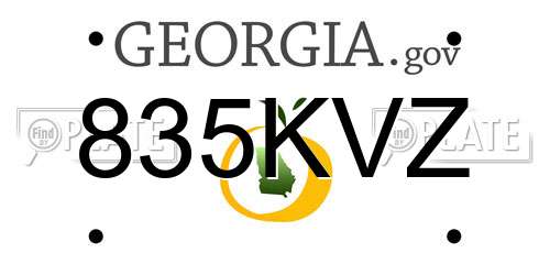 835KVZ Georgia License Plate