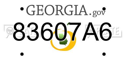83607A6 Georgia License Plate