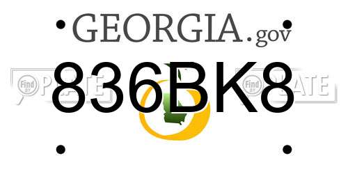 836BK8 Georgia License Plate