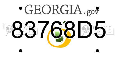 83768D5 Georgia License Plate