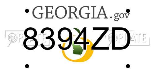 8394ZD Georgia License Plate