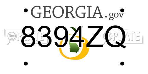 8394ZQ Georgia License Plate