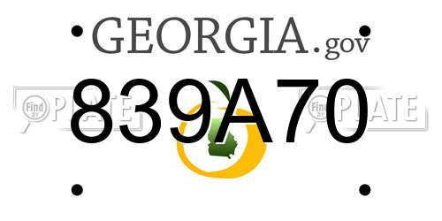 839A70 Georgia License Plate