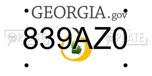 839AZ0 Georgia License Plate