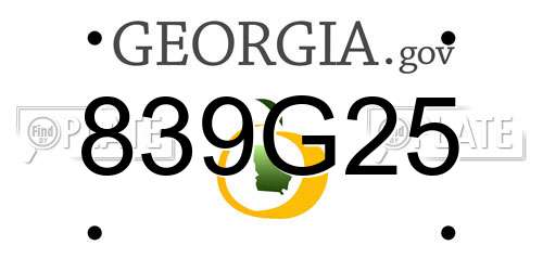 839G25 Georgia License Plate