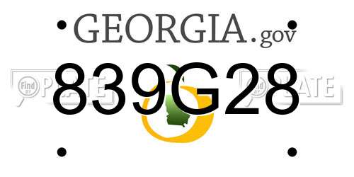 839G28 Georgia License Plate