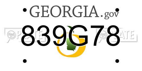 839G78 Georgia License Plate