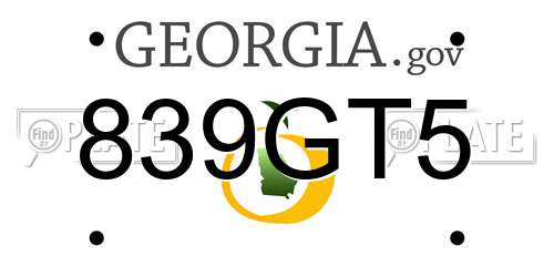 839GT5 Georgia License Plate