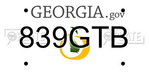 839GTB Georgia License Plate