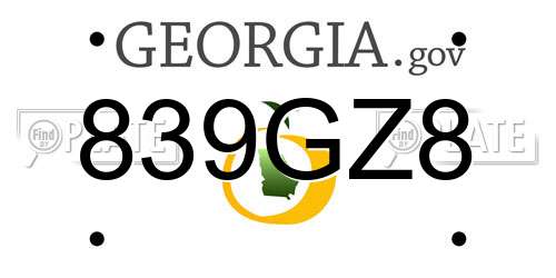 839GZ8 Georgia License Plate