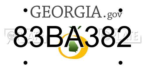 83BA382 Georgia License Plate