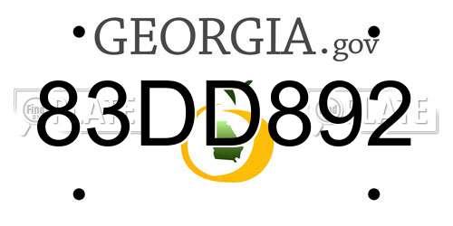 83DD892 Georgia License Plate