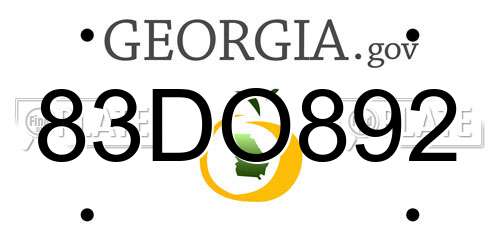 83DO892 Georgia License Plate