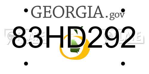 83HD292 Georgia License Plate