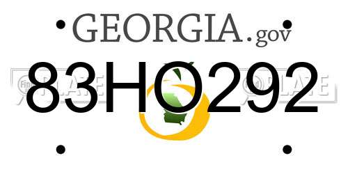 83HO292 Georgia License Plate