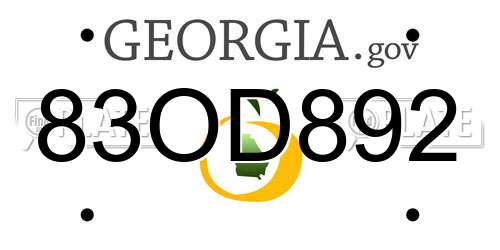 83OD892 Georgia License Plate