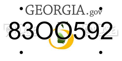 83OO592 Georgia License Plate