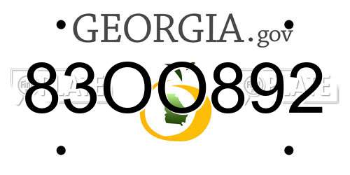 83OO892 Georgia License Plate