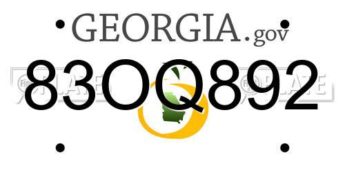83OQ892 Georgia License Plate