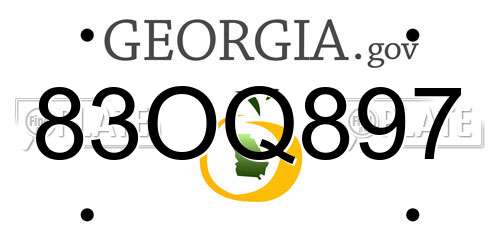 83OQ897 Georgia License Plate