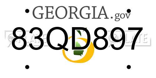 83QD897 Georgia License Plate