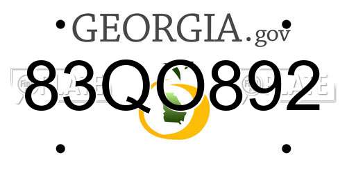 83QO892 Georgia License Plate