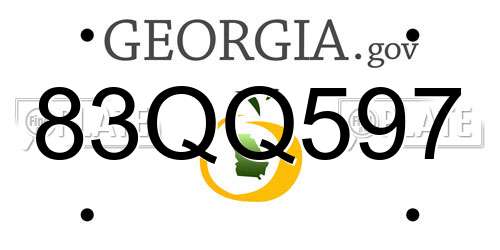83QQ597 Georgia License Plate