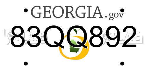 83QQ892 Georgia License Plate