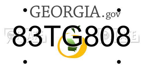 83TG808 Georgia License Plate
