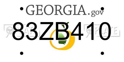 83ZB410 Georgia License Plate