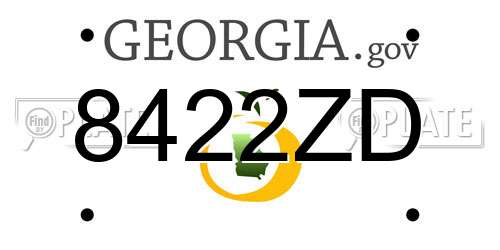 8422ZD Georgia License Plate