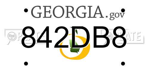 842DB8 Georgia License Plate
